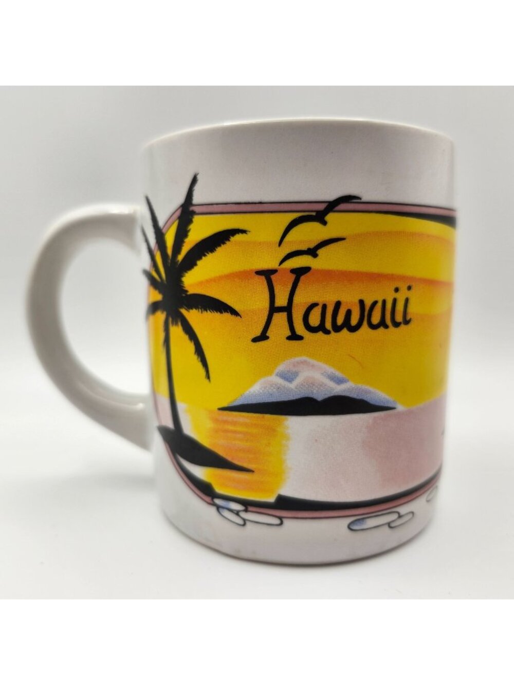 Vtg 70s Hilo Hattie Hawaii Hawaiian Souvenir Mug Sunset Palms 12oz a